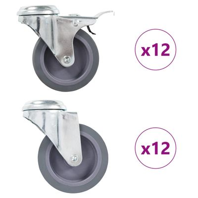 vidaXL Otočné kolieska s otvorom na skrutku 24 ks, 75 mm