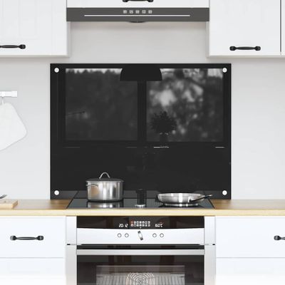 vidaXL Kuchynský obklad Čierna 80 x 60 cm tvrdené sklo