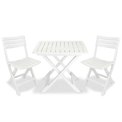 vidaXL 3-dielna skladacia bistro súprava plast biela