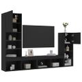 vidaXL 4-dielne TV nástenné skrinky s LED čierne kompozitné drevo