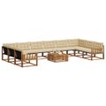 vidaXL Záhradná súprava gaučov 11 ks Prírodná a béžová