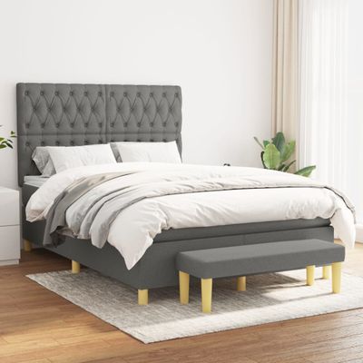 vidaXL Boxspring posteľ s matracom tmavosivá 140x200 cm látka