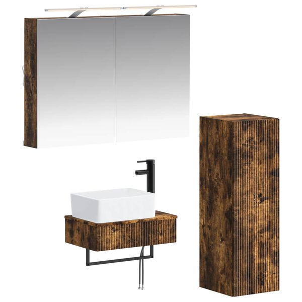 vidaXL Set kabinetov do kúpeľne 4 pcs Dymový dub 50 x 14,5 x 70 cm