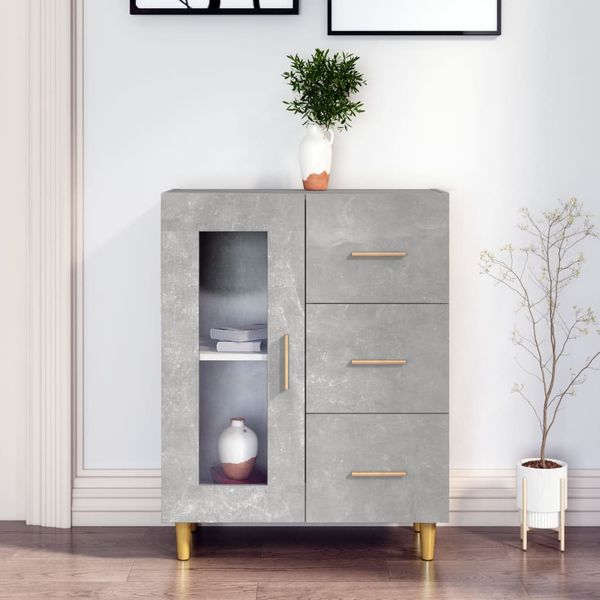 vidaXL Komoda betónovo sivá 69,5x34x90 cm kompozitné drevo