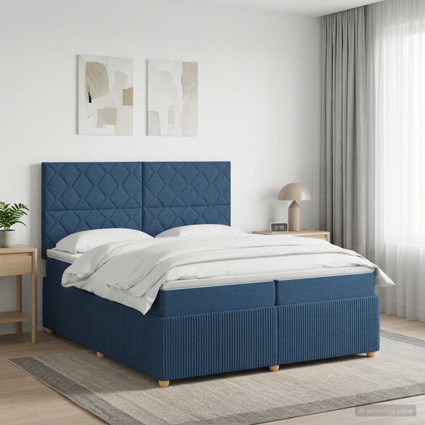 vidaXL Posteľ boxspring s matracom Modrá 200 x 200 cm Látka