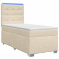vidaXL Posteľ boxspring s matracom Krémová 100 x 200 cm Látka