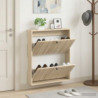 vidaXL Nástenný botník EDE 71 x 17 x 86 cm Kompozitné drevo Dub sonoma