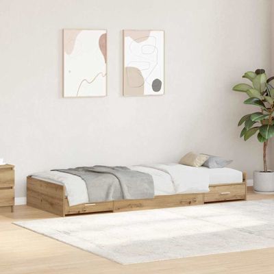 vidaXL Rám postele Remeselný dub 98.5 x 200 cm Kompozitné drevo