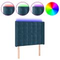 vidaXL Čelo postele s LED tmavomodré 103x16x118/128 cm zamat