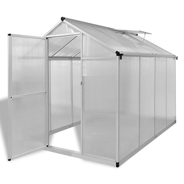 vidaXL Spevnený hliníkový skleník s podkladovým rámom 4,6 m²