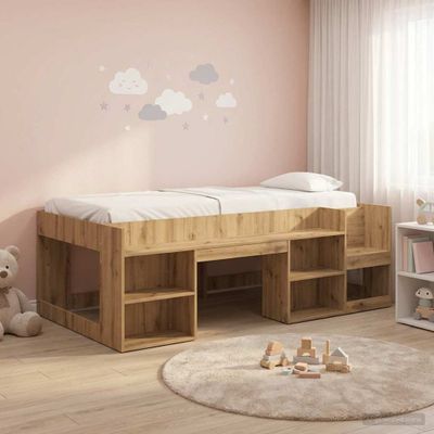 vidaXL Detská posteľová konštrukcia so skladovaním Dub artisan
