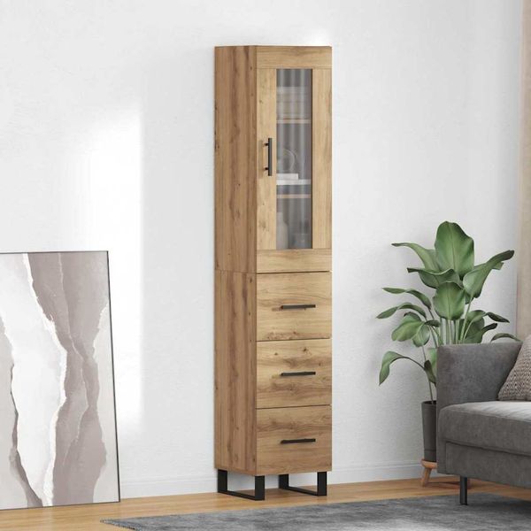 vidaXL Highboard Remeselný dub 34,5 x 34 x 180 cm Kompozitné drevo
