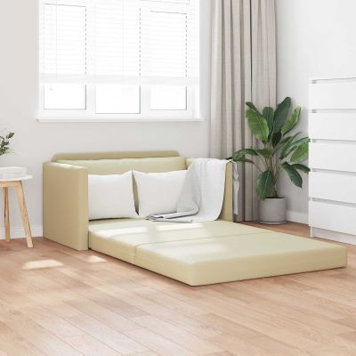 vidaXL Rozkladacia posteľ Krémová 124 x 71 x 78 cm Umelá koža