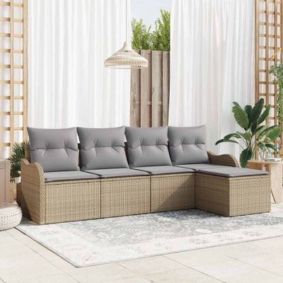 vidaXL Súprava záhradných pohoviek 5 pcs Béžová polyratan