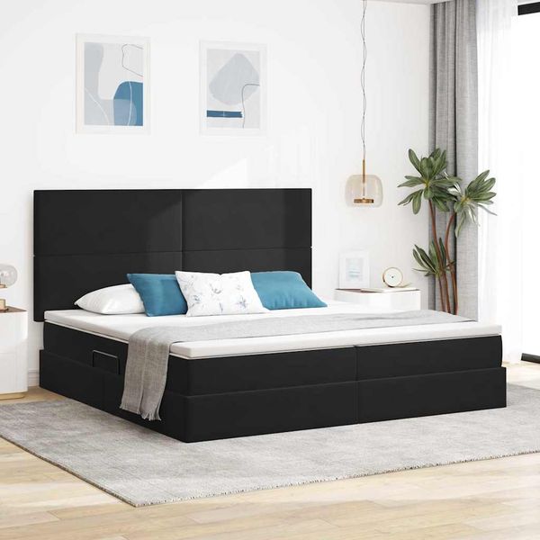 vidaXL Postel s úložným prostorem a matrací Čierna 200 x 200 cm Zamat
