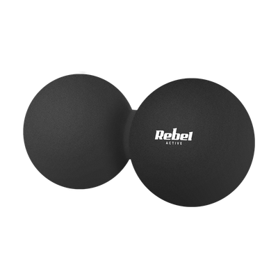 Masážna guľa dvojitá 6,25 cm, REBEL ACTIVE RBA-3058, čierna, materiál silikón