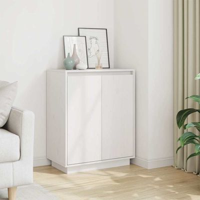 vidaXL Komoda, biela 60x34x75 cm, borovicový masív