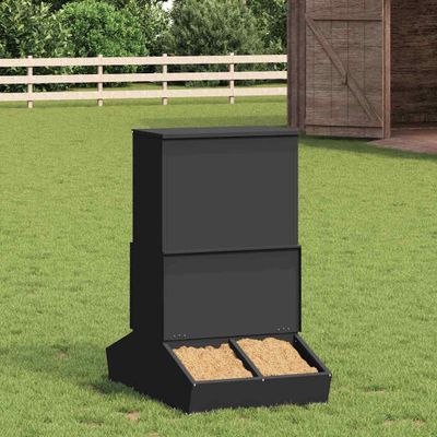 vidaXL Feeder pre prasatá Čierna 82 x 51 x 91,5 cm Studenokoľajná oceľ