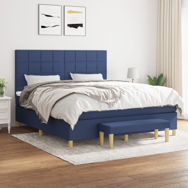 vidaXL Posteľný rám boxspring s matracom modrý 180x200 cm látka