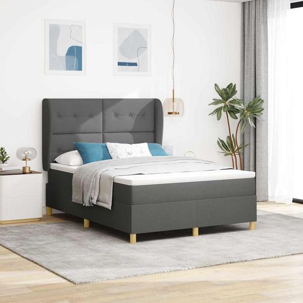 vidaXL Posteľ s pružinovým rámom Tmavo šedá 200 x 160 cm látka