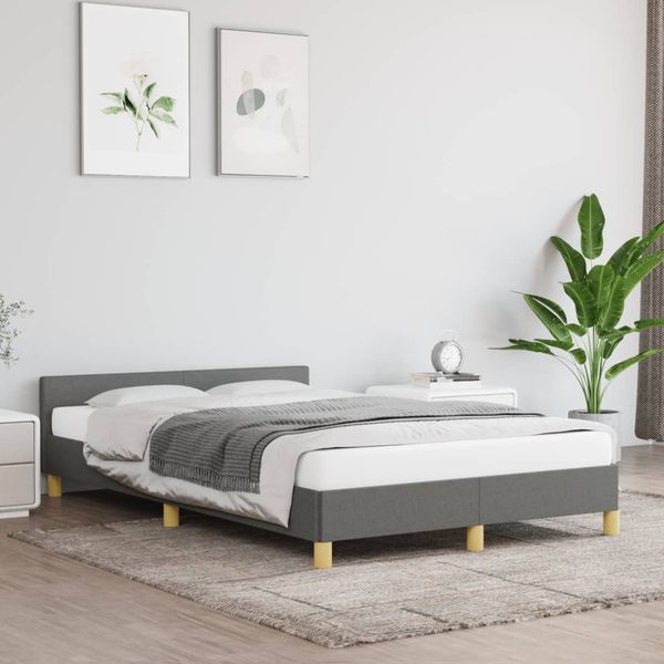 vidaXL Posteľ bez matraca tmavosivá 120x190 cm látka