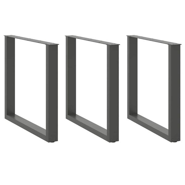 vidaXL Nohy k jedálenskému stolu v tvare U, 3 ks, antracitové, 90 x (72-73) cm, oceľ