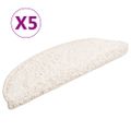 vidaXL Schodové rohože 5 ks 56x17x3 cm biele polkruhové