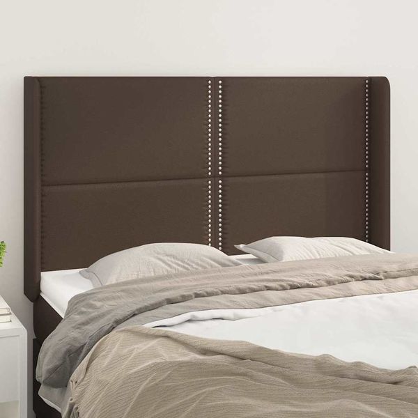 vidaXL Čelo postele so záhybmi hnedé 147x16x118/128cm umelá koža
