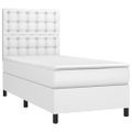 vidaXL Boxspring posteľ s matracom biela 90x190 cm umelá koža