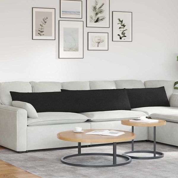 vidaXL Vankúše na pohovku 2 pcs Čierna 200 x 40 cm látka