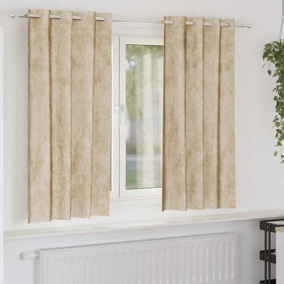 vidaXL Sametové závesy so záclonami 2 pcs Krémová 175 x 140 cm Zamat