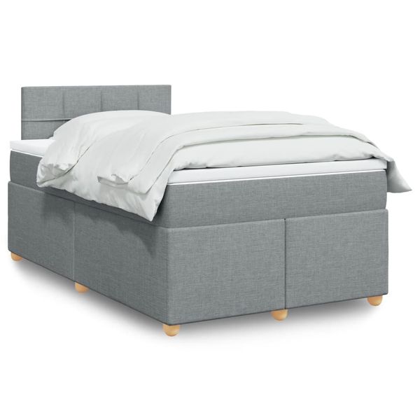 vidaXL Boxspring posteľ s matracom bledosivá 120x200 cm látka