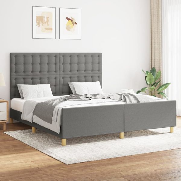 vidaXL Posteľ bez matraca tmavosivá 160x200 cm látka