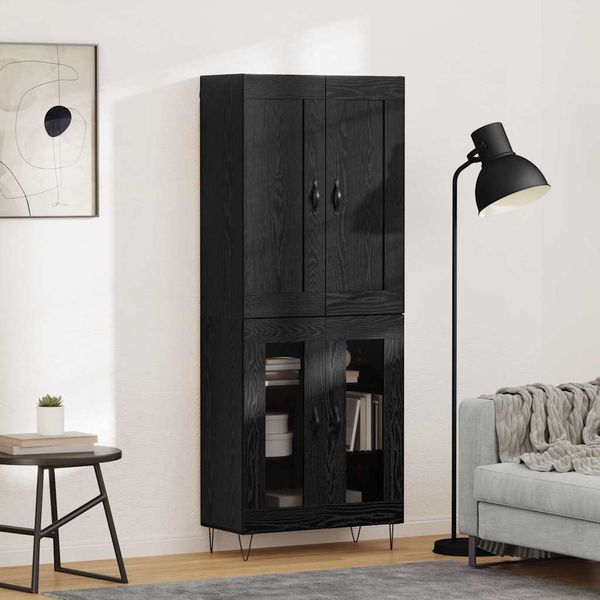 vidaXL Highboard Čierny dub 69,5 x 34 x 180 cm Kompozitné drevo