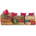 vidaXL 4-miestna modulárna taburetka, patchwork, látka