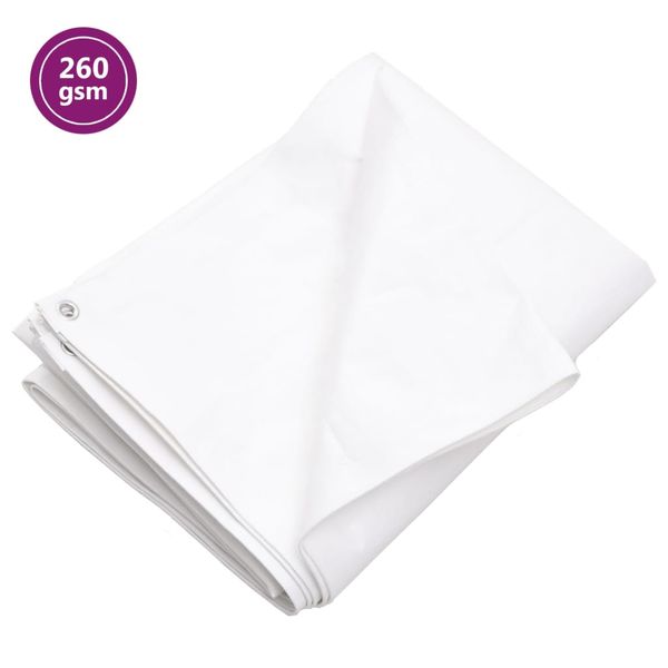 vidaXL Plachta 260 g/m² 4x4 m biela HDPE
