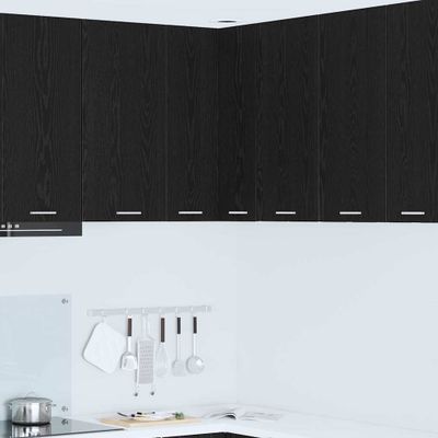 vidaXL Závesná skrinka s úložiskom Čierny dub a biela 57 x 57 x 80 cm