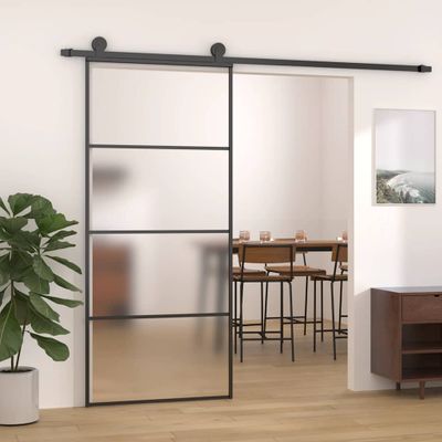 vidaXL Posuvné dvere nepriehľadné ESG sklo a hliník 90x205 cm čierne