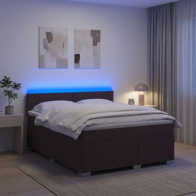 vidaXL Posteľ s boxspringom a matracom a LED Tmavohnedá 160 x 200 cm