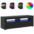 vidaXL TV skrinka s LED svetlami, čierny dub 120x35x40 cm, umelé drevo