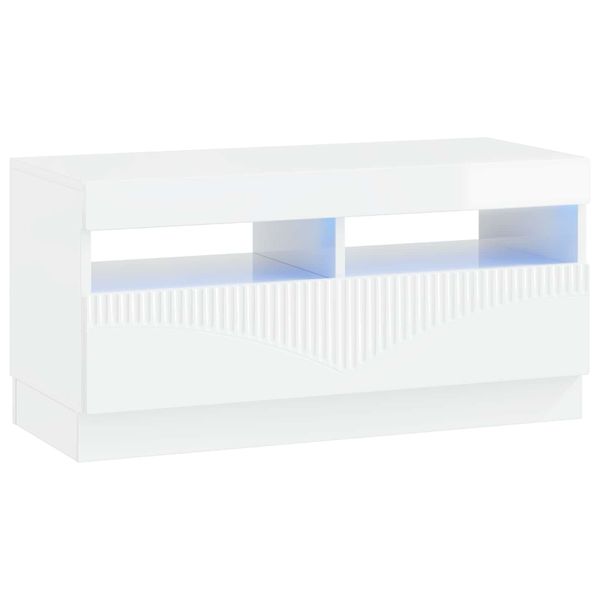 vidaXL LED TV kabinet Biela s vysokým leskom Kompozitné drevo