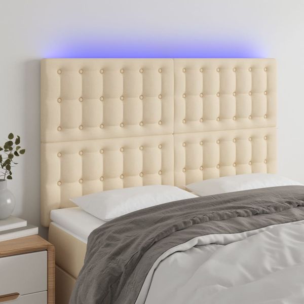 vidaXL Čelo postele krémové 144x5x118/128 cm látka