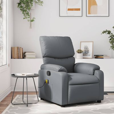 vidaXL Masážne kreslo s polohovacím mechanizmom, sivé, umelá koža
