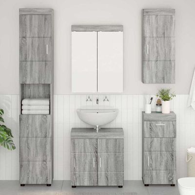 vidaXL Sada kúpeľňového nábytku TULUM 5 pcs Sivý Sonoma