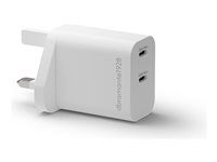 Sieťový adaptér - 30 Watt - 3 A - 2 výstupné konektory (USB-C) - biela - Veľká Británia