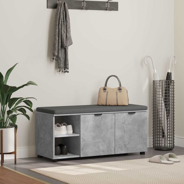 vidaXL Predsieňová lavica s vankúšom Betónovo Sivá 100 x 38 x 46 cm
