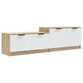 vidaXL TV stolík biely a sonoma 158,5x36x45 cm spracované drevo