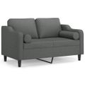 vidaXL 2-miestna pohovka s vankúšmi tmavosivá 120 cm látka