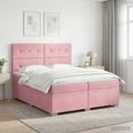 vidaXL Posteľ boxspring s matracom Ružová 200 x 200 cm Zamat