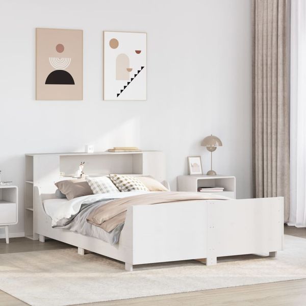 vidaXL Posteľ bez matraca biely 150x200 cm masívna borovica